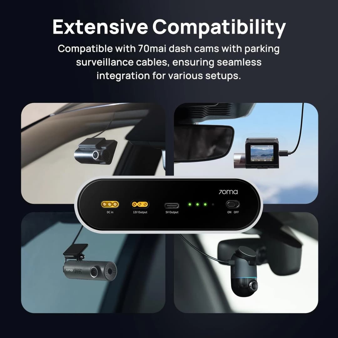 for 70mai Dash Cam Battery 96Wh LiFePO4 Backup Power, Up to 30-Hour Parking Mode, Low Voltage Protection, 11.2-30V - 5
