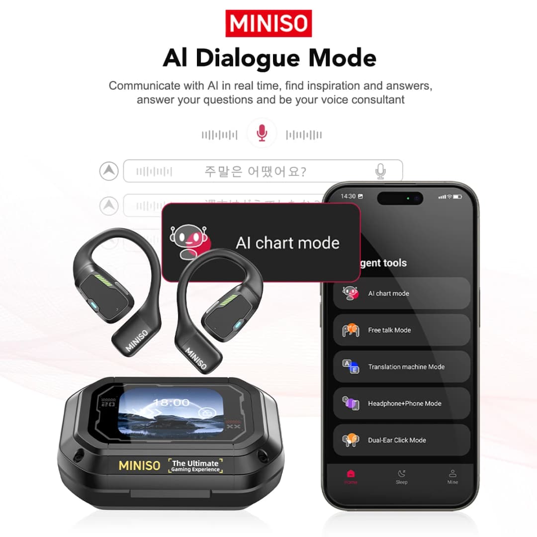 Translator Earphone  MINISO M98 AI Wireless Headphones Office Chat Headset ASMR Headset DIY APP AI Wireless Headphones with Mi - 2