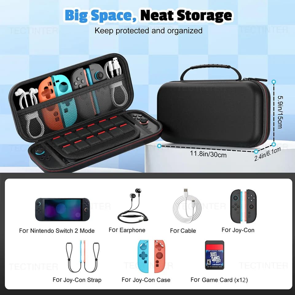 حقيبة حمل للسفر لوحدة التحكم NS Switch 2 EVA هارد شل حقيبة تخزين مقاومة للصدمات حقيبة واقية الحقيبة للتبديل 2 الملحقات - 2