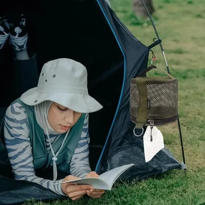 حقيبة تخزين مناديل التخييم الخارجية مع خطاف حقيبة أنبوب ورق السيارة رف تعليق مناديل الخيمة أدوات تخييم - 4