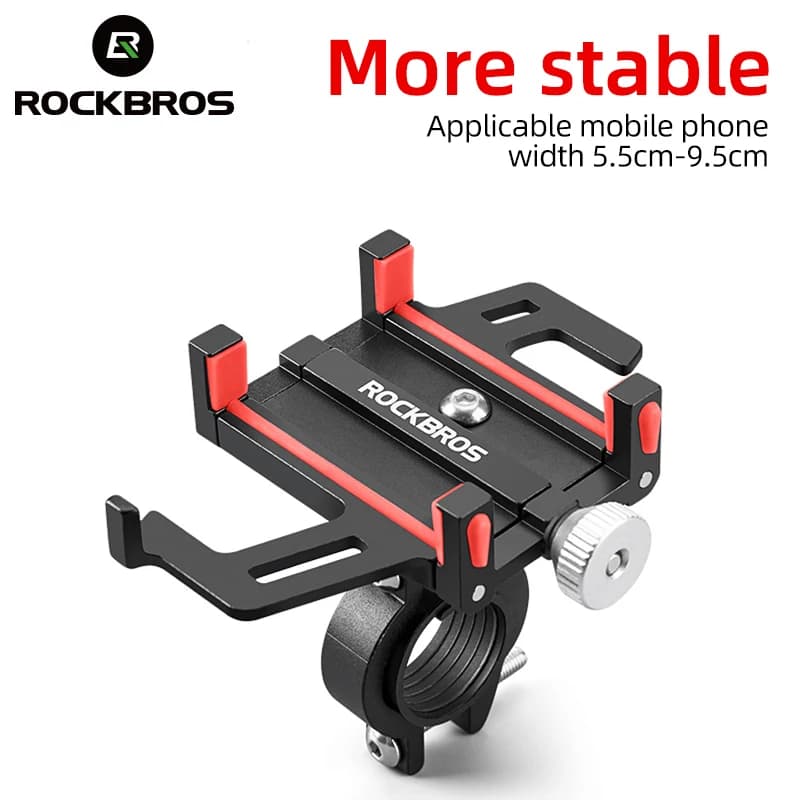 حامل هاتف ROCKBROS للدراجات النارية والدراجات الكهربائية، حامل من سبائك الألمنيوم CNC بخمسة مخالب للهواتف الذكية