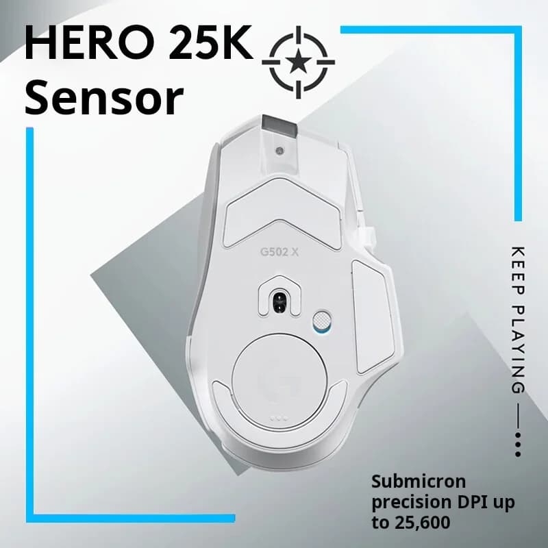 فأرة الألعاب اللاسلكية Logitech G502X بتصميم هجين بصرية-ميكانيكي، خفيفة الوزن، بمحرك HERO للألعاب الإلكترونية - 3