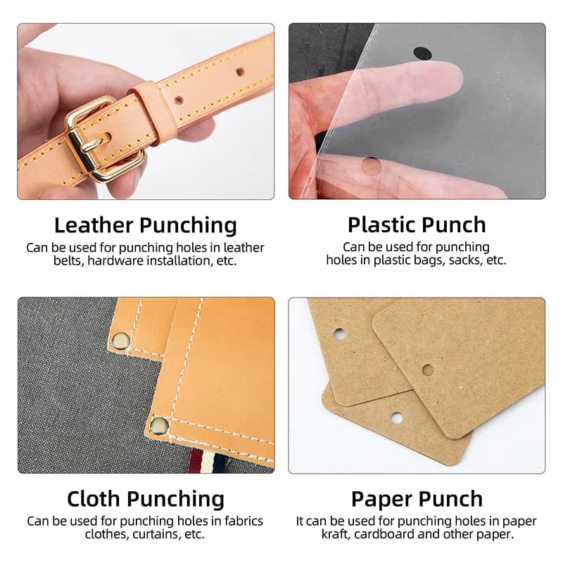 WUTA 1-10 pcs مجموعة أدوات ثقب الجلد المستديرة من WUTA من 1 إلى 10 قطع من التيتانيوم المطلي، أدوات ثقب مجوفة من الجلد، أدوات حرفية جلدية DIY - 6