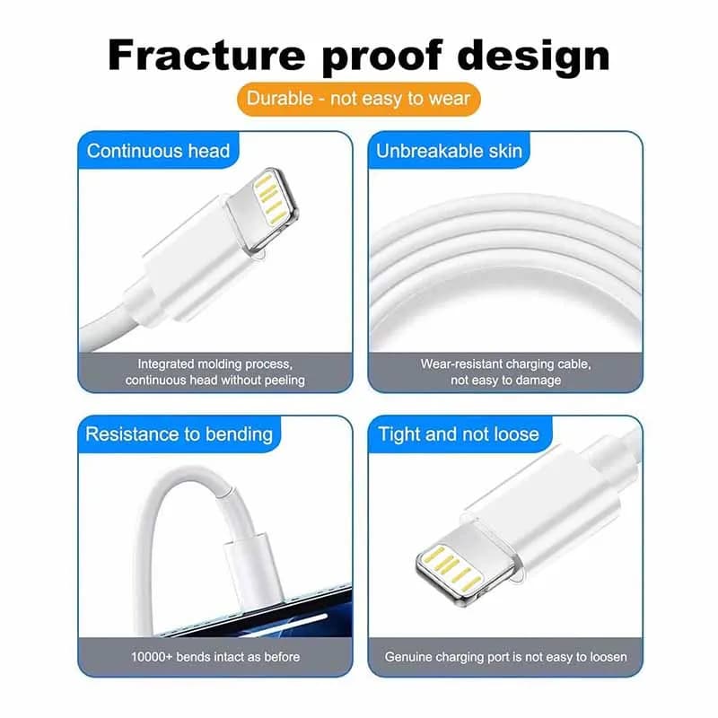 كابل شحن TPE معتمد MFi 1 قطعة 3 قطع USB A إلى Lightning سلك شاحن آيفون متوافق مع iPhone 14 13 12 11 Pro Max - 5