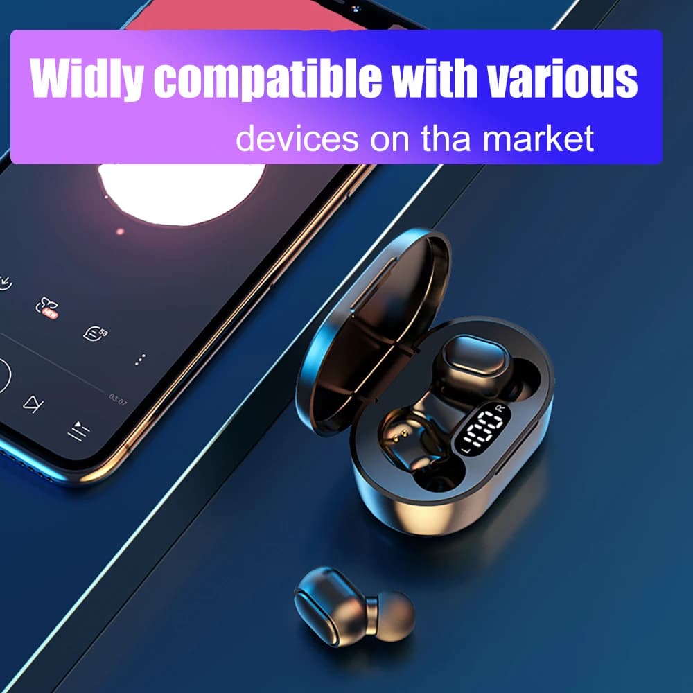 سماعات بلوتوث لاسلكية E7S TWS، سماعات أذن رياضية مقاومة للماء مع ميكروفون، تعمل مع جميع الهواتف الذكية - 2
