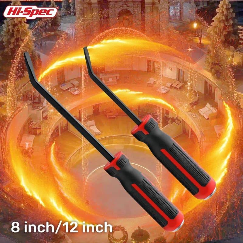 مجموعة أدوات Hi-Spec الجديدة الثقيلة، عتلة 8-12 بوصة، 2 قطعة، رأس منحني، مفك براغي، أداة متعددة الاستخدامات بمقبض مريح - 2