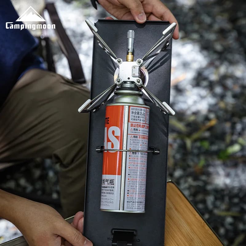 CAMPINGMOON Black Camping Accessories Set Portable Camp Kitchen Table Outdoor Camping Gas Stove Burner Rack Folding Table