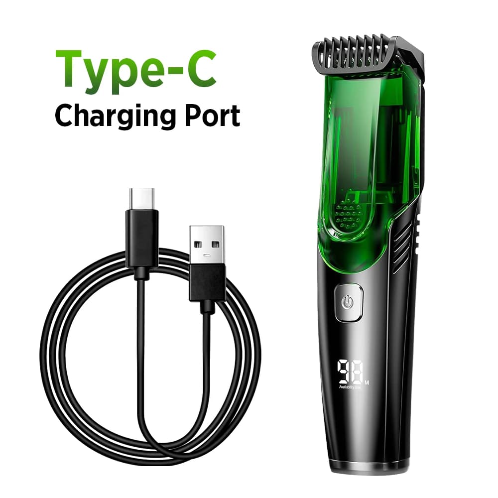 أداة تهذيب اللحية اللاسلكية للرجال، ماكينة حلاقة كهربائية مقاومة للماء IPX6 مع شفط مدمج للشارب والسوالف، أدوات عناية شخصية