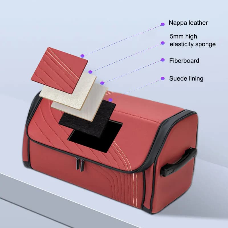 For BAIC Jishi Polestone 01 Rox 01 Car Trunk Organizer Box Large Capacity Folding Leahter Storage Bag Organizer Tidying Box ﻿ - 4