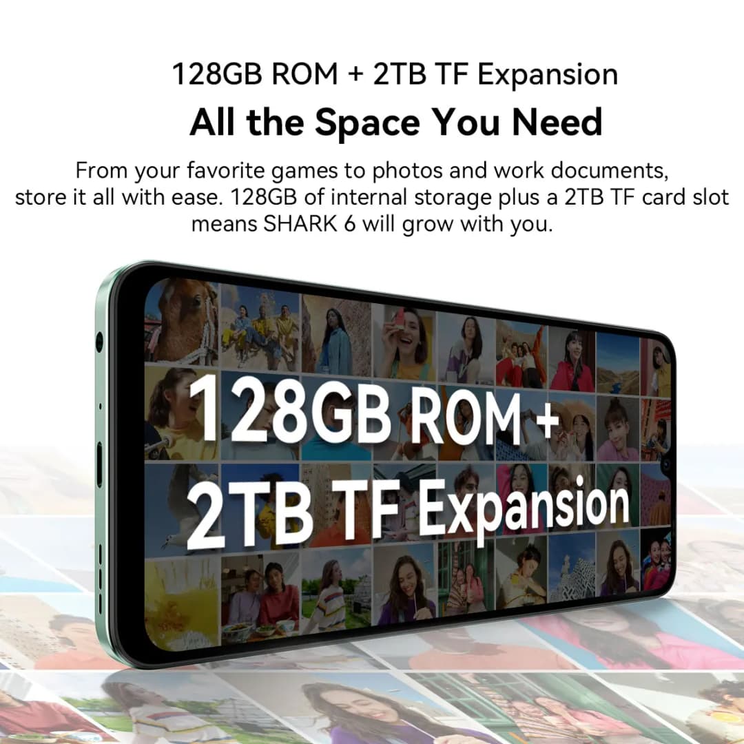 هاتف بلاك فيو شارك 6 الذكي 5G، أندرويد 15، معالج يونيسوك T8100، شاشة 6.88 بوصة بمعدل تحديث 120 هرتز، ذاكرة وصول عشوائي 8 جيجابايت، ذاكرة داخلية 128 جيجابايت، بطارية 5000 مللي أمبير، هاتف مفتوح - 6