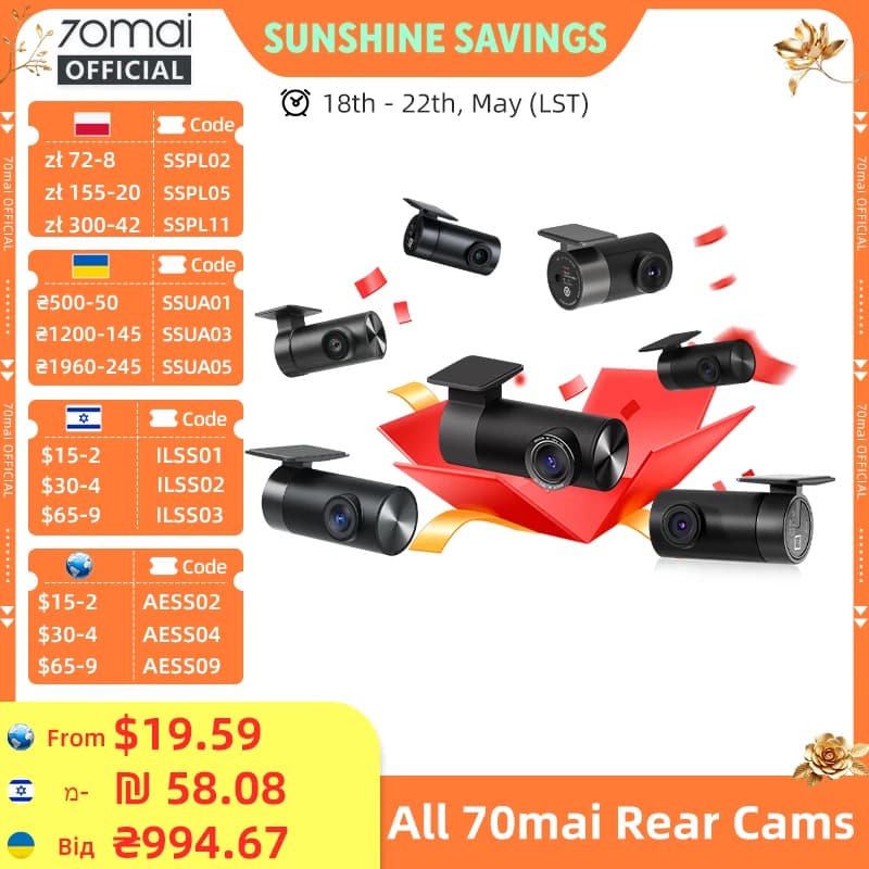 70mai Rear Cam RC06 RC11 RC12 RC14 RC22 Interior FC02 for 70mai 4K A810 A800SE 70mai A510 A200 A500S X800 RC24 RC41 for T800