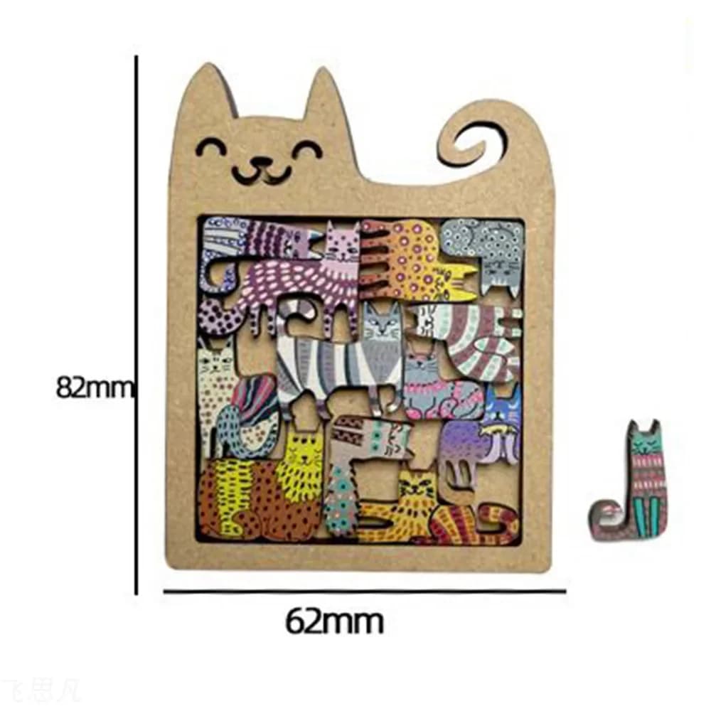 Cute Wooden Cat-Shaped Fun High-Difficulty Puzzle Toy Kids Early Education Thinking Training Creative Portable Birthday Gift - 4