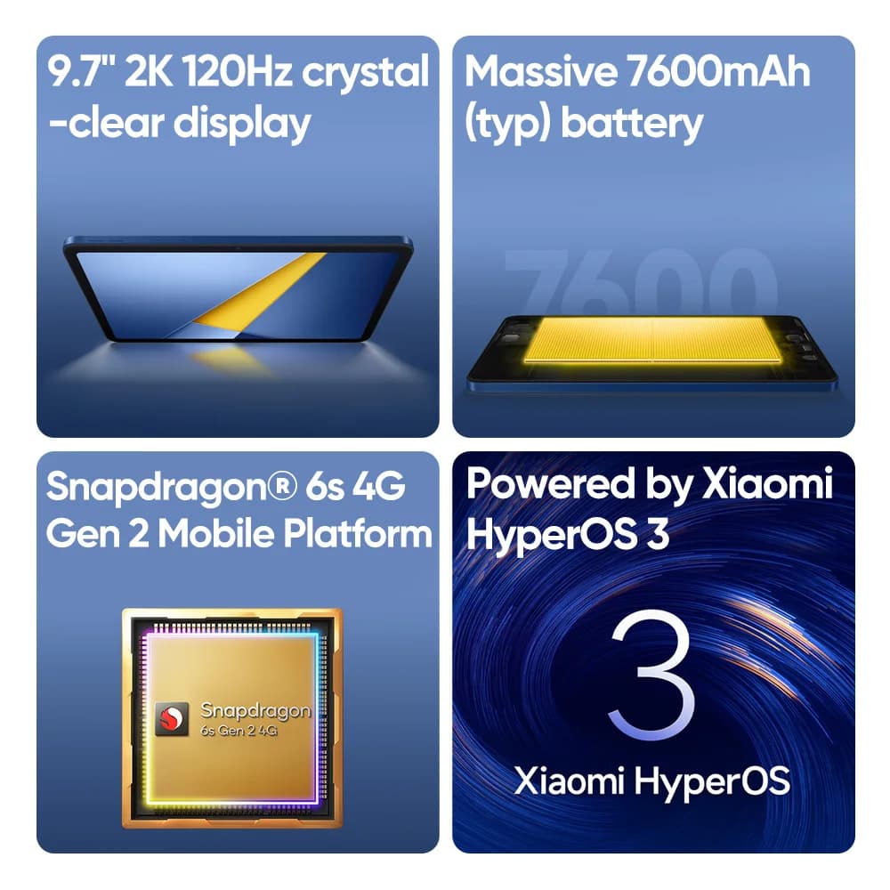 جهاز لوحي POCO Pad M1 الأحدث، إصدار عالمي، معالج Snapdragon 7s Gen 4، شاشة 12.1 بوصة، معدل تحديث 120 هرتز، دقة 2.5K، بطارية 12000 مللي أمبير في الساعة، شحن سريع 33 واط، ذاكرة وصول عشوائي 8 جيجابايت، ذاكرة داخلية 256 جيجابايت - 2