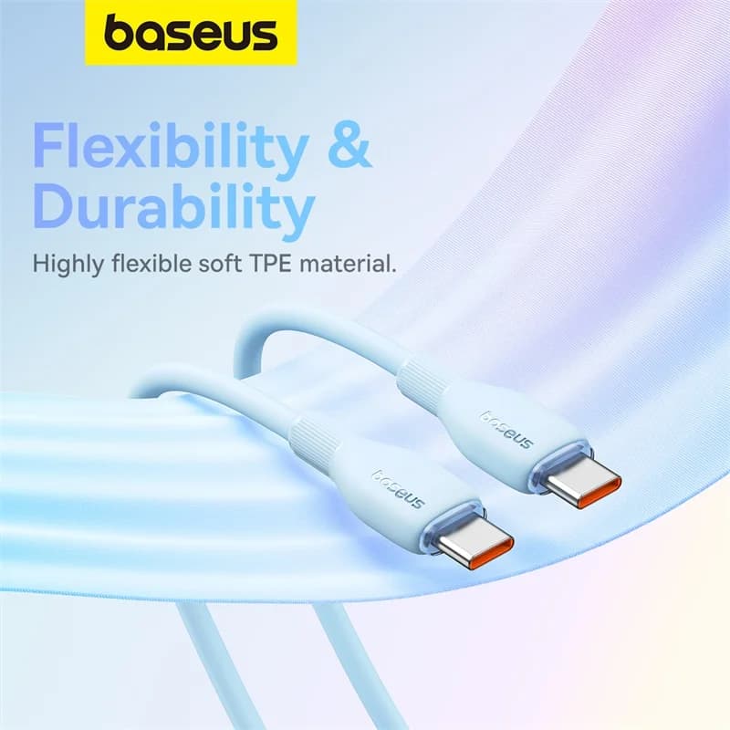 كابل Baseus PD 100W USB C إلى USB Type C لجهاز Macbook مع شحن سريع لجهاز iPhone 16 و 15 وكابل Type-C لجهاز Xiaomi - 5