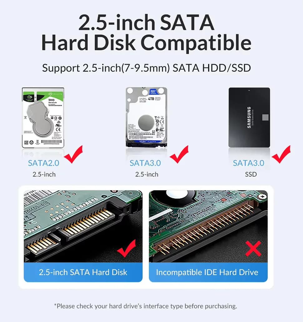 ORICO USB C SATA III كلاسيك SSD HDD6Gbps 2.5 بوصة غطاء القرص الصلب صندوق تخزين خارجي مضاد للصدمات للكمبيوتر المحمول - 4