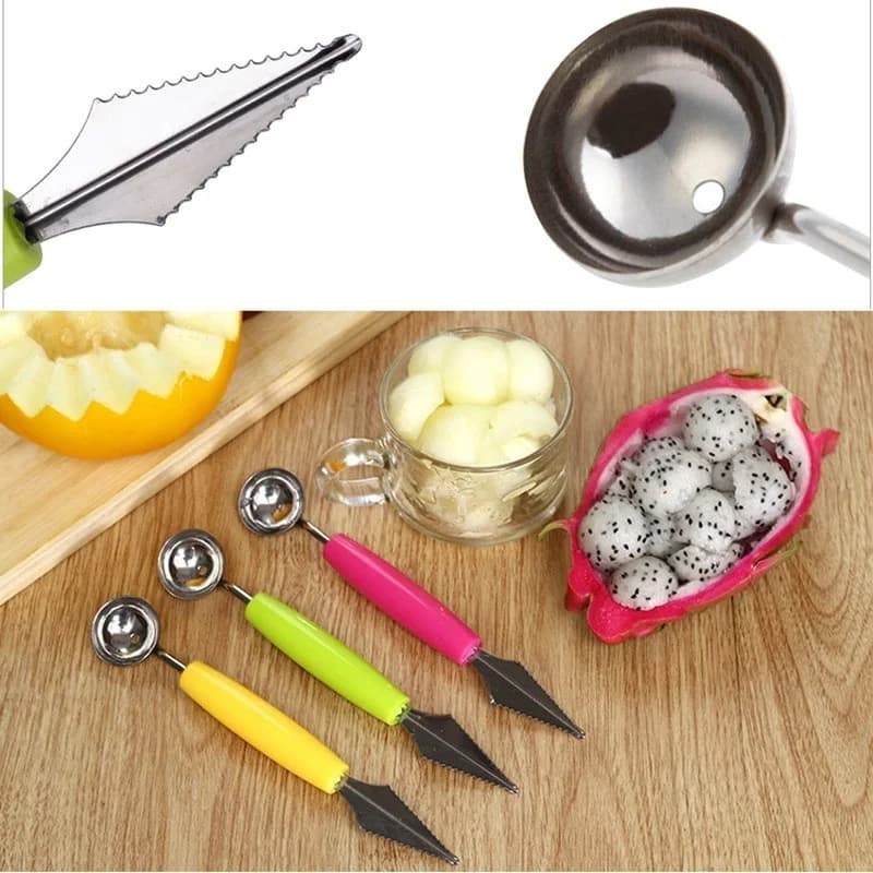 Dual Head Fruit Platter Carving Knife Kitchen Vegetable Carve Fruit Slicer Device Scoop Ballers Cutter Chop Gadgets Accessorie - 3