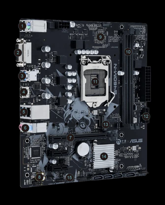لوحة أم ASUS B460M-N بمقبس LGA 1200 وذاكرة DDR4 تدعم معالجات Core i3-10100 و10400 و10700 و10900 - 3