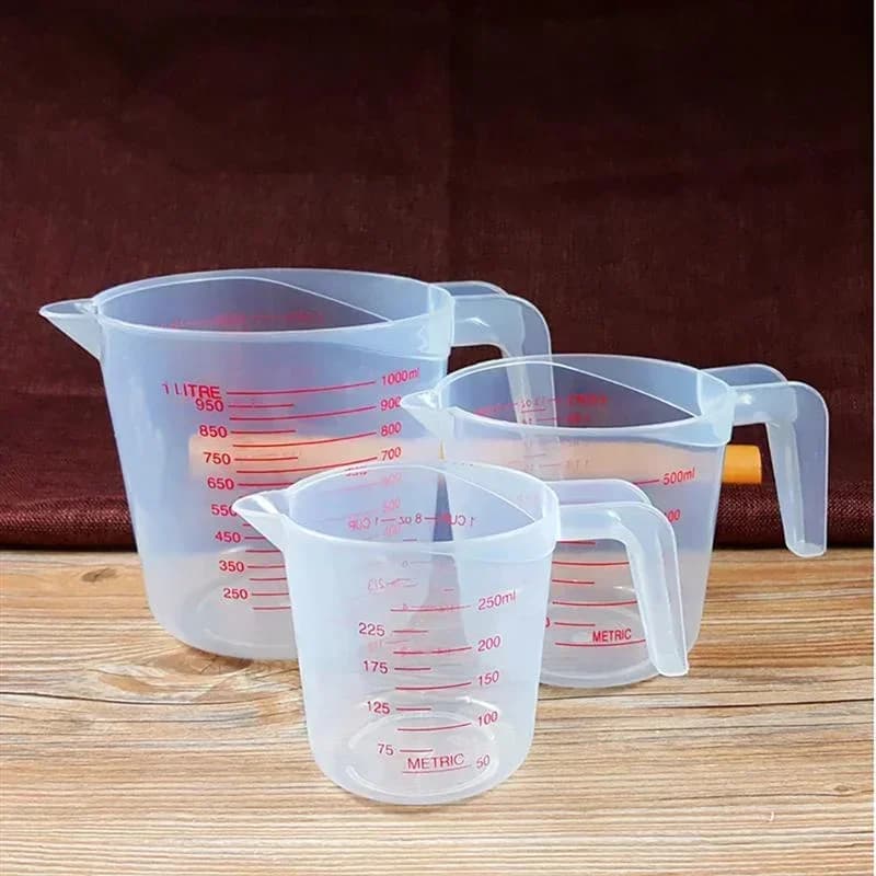 3 قطع أطقم خبز أكواب قياس سائل كوب قياس PVC كوب بلاستيك أدوات خبز مطبخ - 2