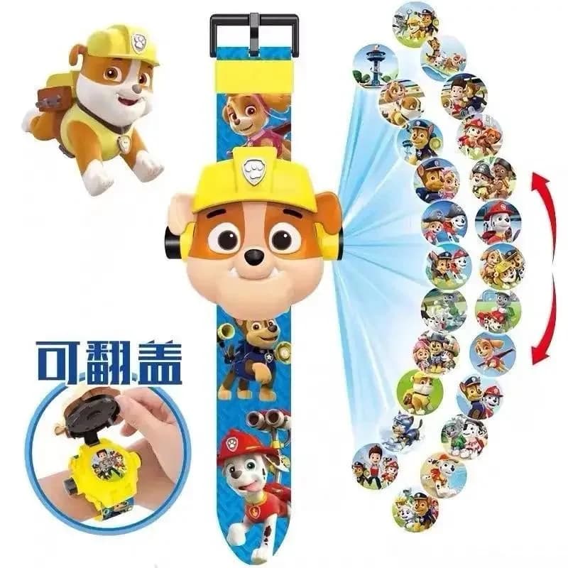مجموعة ألعاب شخصيات أكشن ثلاثية الأبعاد Paw Patrol مع ساعة إسقاط تشيس مارشال روكي، إكسسوارات أنيمي وسوار معصم للأطفال - 4
