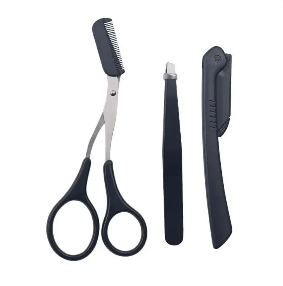 【Hot sales】Three-piece stainless steel eyebrow clip comb Scissors Eyebrow trimmer Eyebrow trimmer tool - 3