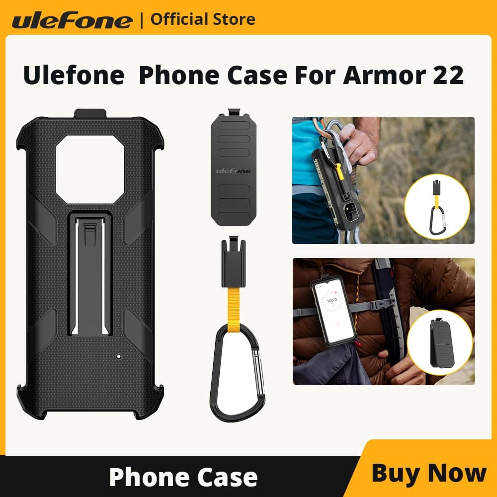 جراب هاتف Ulefone الأصلي لـ Armor 22 مع مشبك حزام وخطاف تسلق