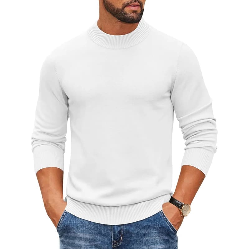 Men's Mock Turtleneck Ribbed Knit Pullover Sweater Casual Heavyweight Slim Fit Dress Sweater Warm Jumper Thermal Streetwear - 3