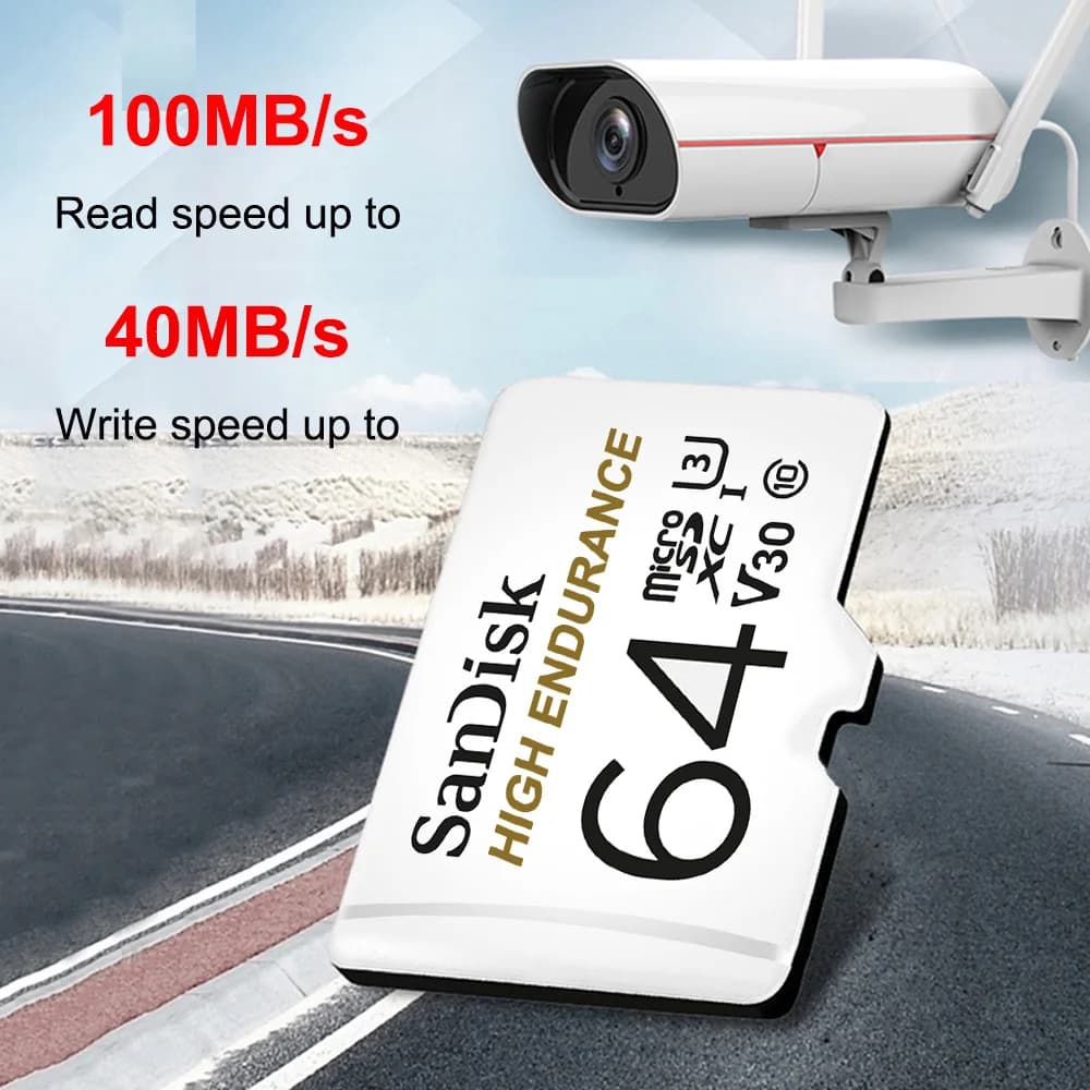 بطاقة ذاكرة SanDisk MAX ENDURANCE مايكرو إس دي 32 جيجابايت 64 جيجابايت 128 جيجابايت 256 جيجابايت بسرعة قراءة وكتابة عالية لمراقبة الفيديو U3 V30 4K للطائرات بدون طيار - 5