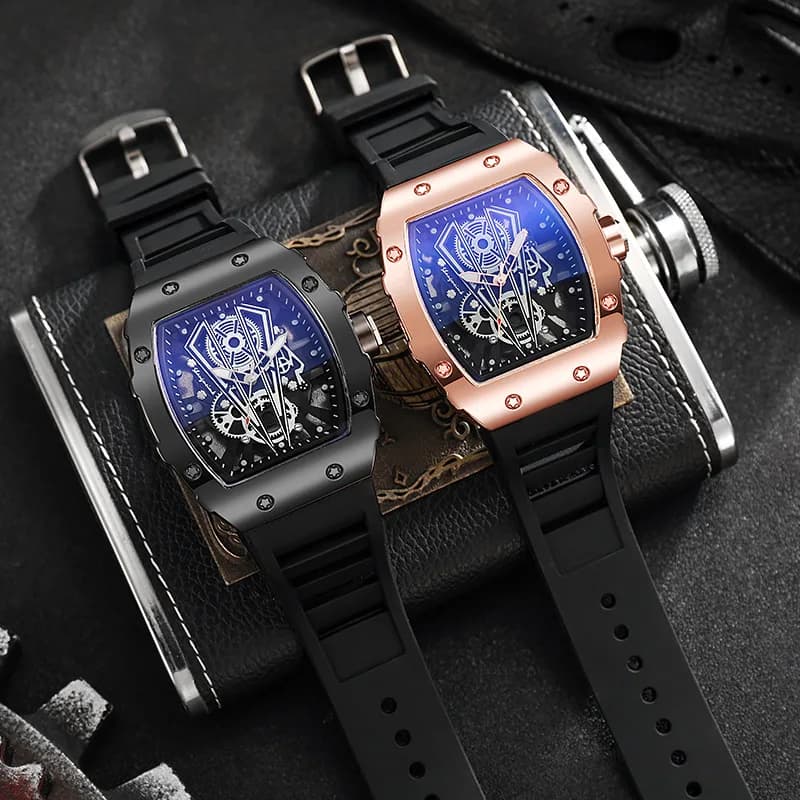 1/2PCS Luxury Large Dial Men Quartz Watch Casual Silicone Band Men's Sports Watches Reloj Hombre（Without Box） - 3