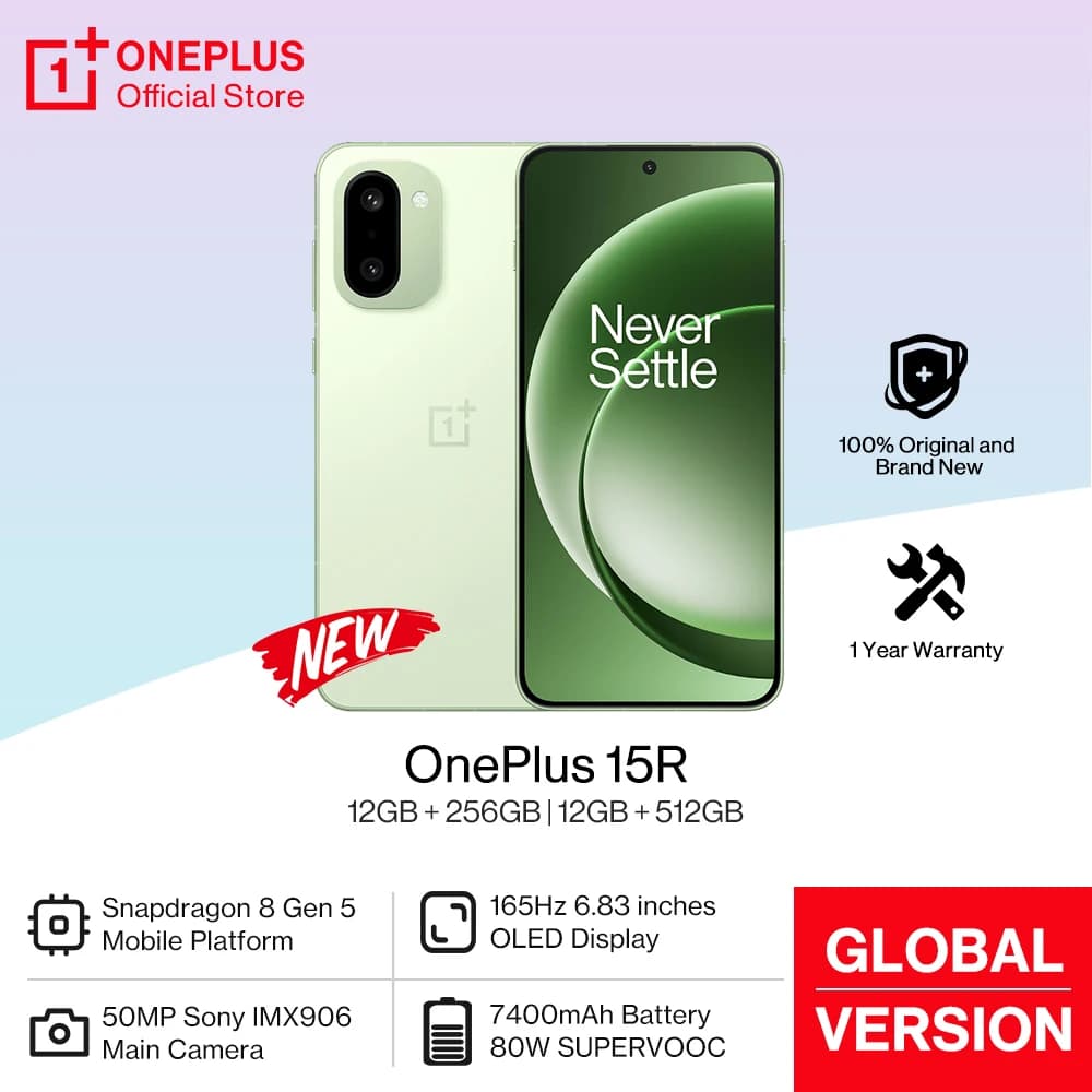 العرض العالمي الأول OnePlus 15R نسخة عالمية هاتف ذكي Snapdragon 8 Gen 5 بطارية 7400mAh شاشة 165Hz مقاوم للماء IP68 IP69