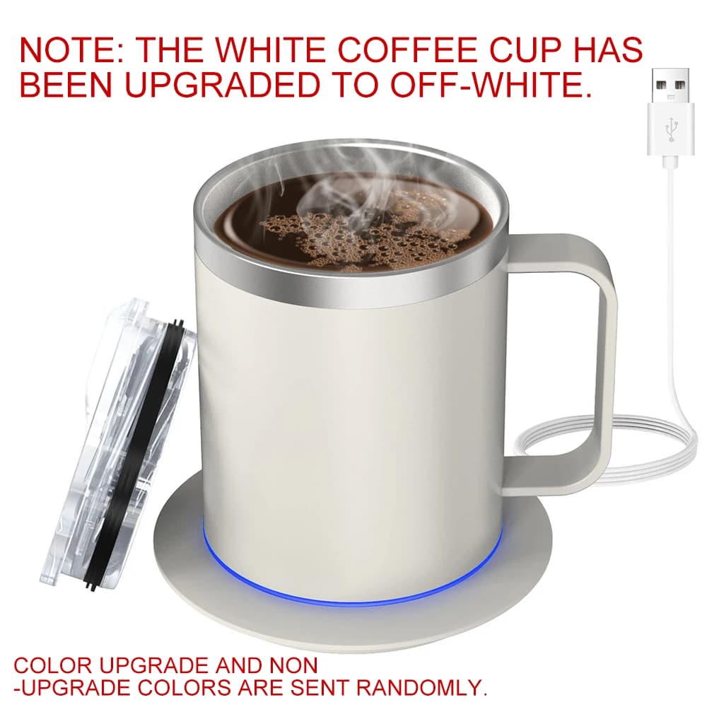 Self-Heating Coffee Mug - 12oz USB Electric Heated Mug Heat 131-149℉ Smart Warming Travel Mug Double Layer Food Grade Cup Warmer - 2