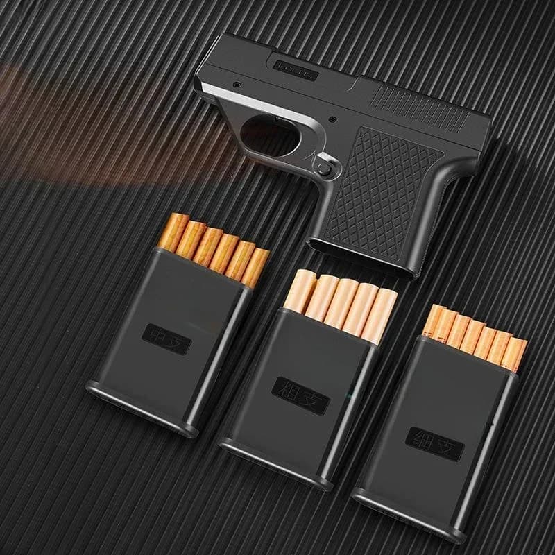 2026 New Clip Gun Type Butane Gas Lighter Three Capacity Cigarette Holder Windproof Jet Blue Flame Lighters Men's Gifts (NO GAS) - 2