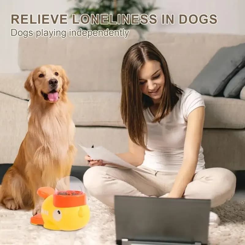 2-in-1 Interactive Dog Toy Pet Automatic Food Treat Dispenser Cartoon Duck Design Slow Food Pet Snack Feeder for Dog Training - 4