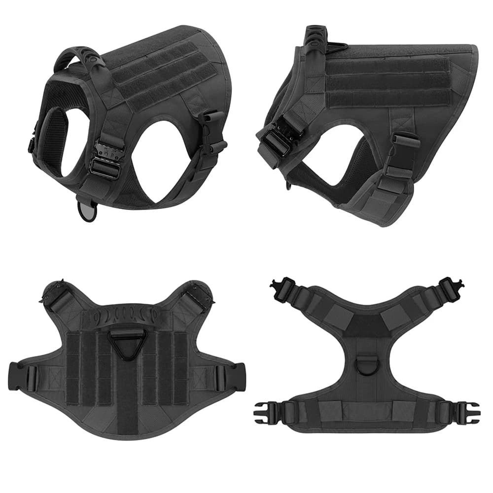 Large Dog Collar Military Dog Harness Leash Molle Pouches Pet Training Vest Tactical German Shepherd Harnesses Dogs Accessories - 4