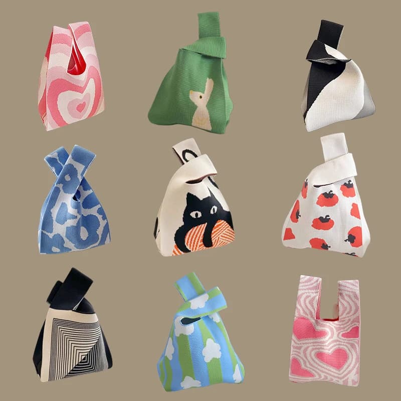 حقيبة يد صغيرة بعقدة للنساء ، حقائب يد منسوجة يدويًا ، حقيبة حمل كاجوال كورية ، حقائب تسوق قابلة لإعادة الاستخدام ، موضة