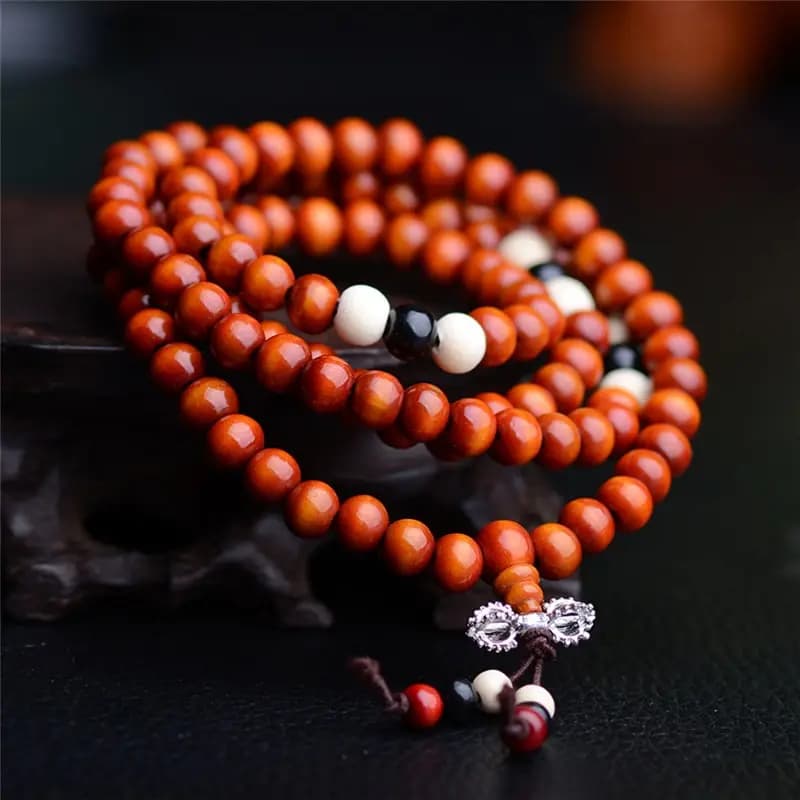 8mm Natural Sandalwood Buddhist Buddha Rosary Beads Prayer Beads Mala 108 Beads Bracelets Unisex Men Bracelets & Bangles Jewelry - 5