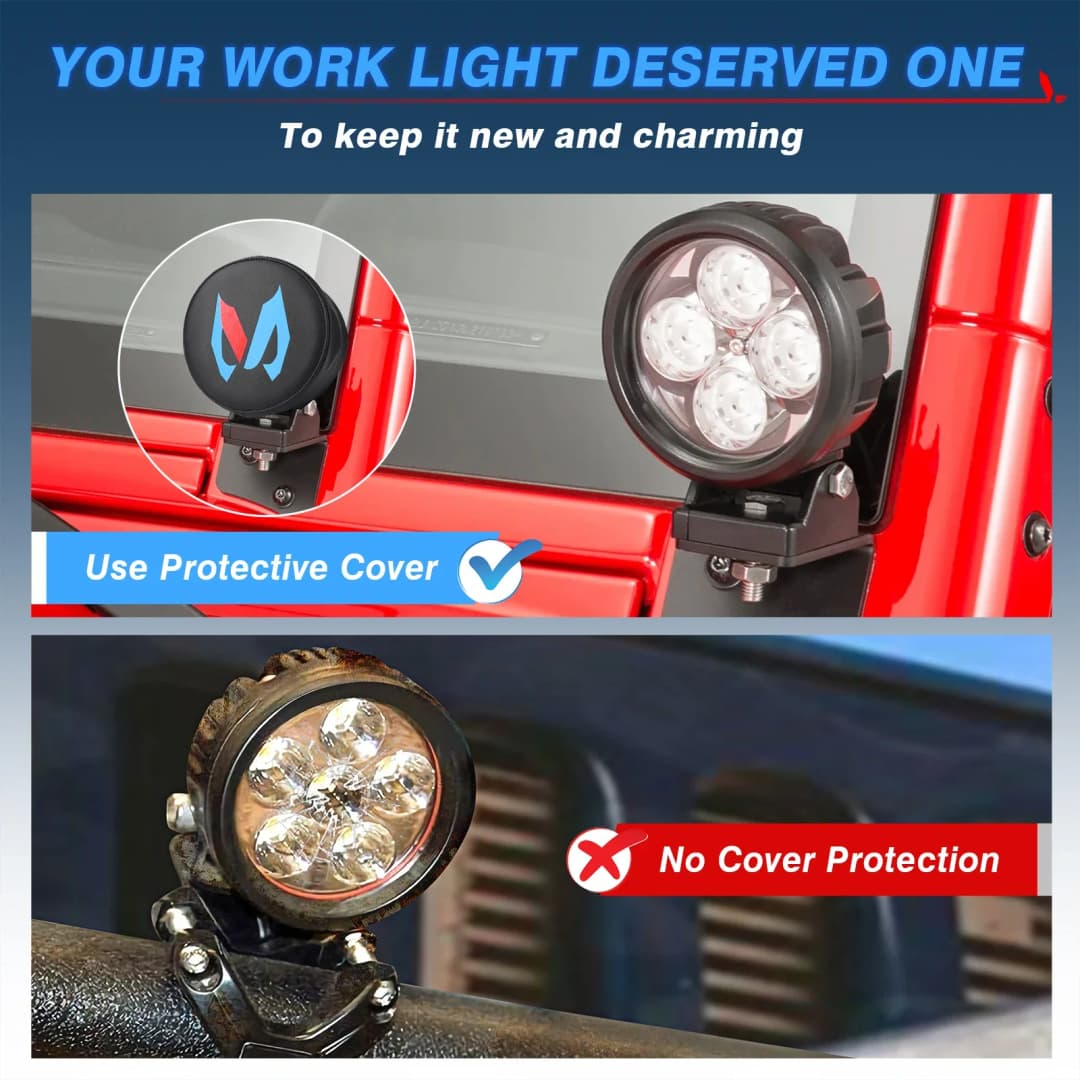 MICTUNING 7' 9' Work Light Covers Round Protective Housing Offroad Led Cube Light Cover For Truck Light Driving Fog Light Lens - 6