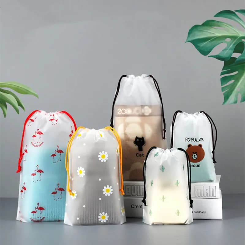 حقيبة برباط من النايلون/EVA، حقيبة تخزين، منظم أدوات صغيرة، غطاء أكياس سوداء للملابس والأحذية واستخدام السفر في الهواء الطلق - 6