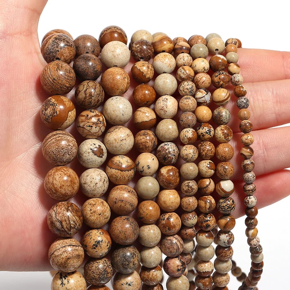 Natural Picture Jasper Stone Beads Round Gem Bead for Jewelry Making DIY Bracelets Necklace Beaded Accessories 4/6/8/10/12mm - 4