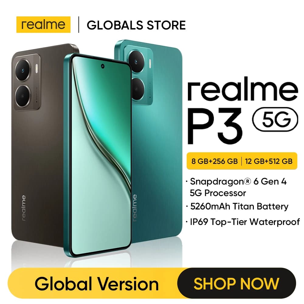 [Clearance] realme P3 5G Smartphone 5260mAh Battery NFC Snapdragon 6 Gen 4 Chipset 6.67" 120Hz AMOLED Display Global Version