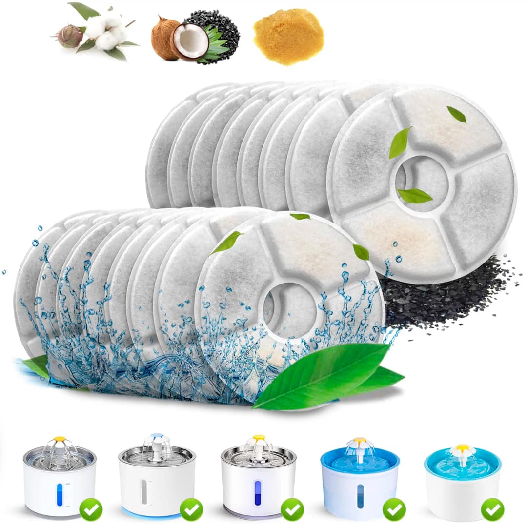 Replacement Activated Carbon Filter set 4/8/12pcs for Cat Water Drinking Fountain Replaced Filters Flower Pet Dog Round Fountain - 5