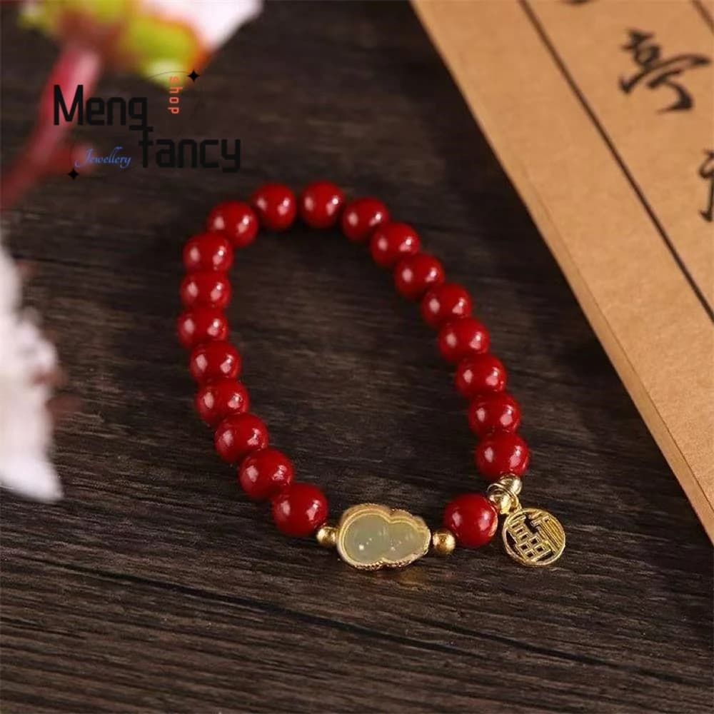 The New Natural Hetian Jade Fulu Fortune Peace Gourd Bracelet Retro Charm Fashion Fine Jewelry Best Selling Couple Holiday Gifts - 5