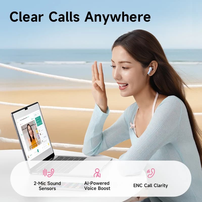 Baseus Bass BS2 Lite True Wireless Earbuds Bluetooth 6.0 Semi-in-Ear Earphones 2-Mic AI ENC 40H Playtime IP55 SuperBass Ear buds - 5