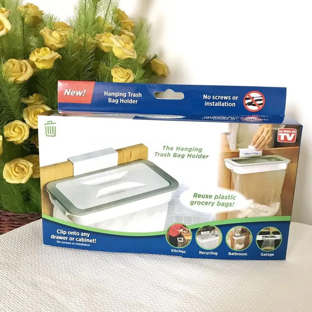 حقيبة قمامة بلاستيكية محمولة معلقة رف تخزين قمامة المطبخ خطاف حقيبة ليفة رف تجفيف حامل منظم المطبخ - 5