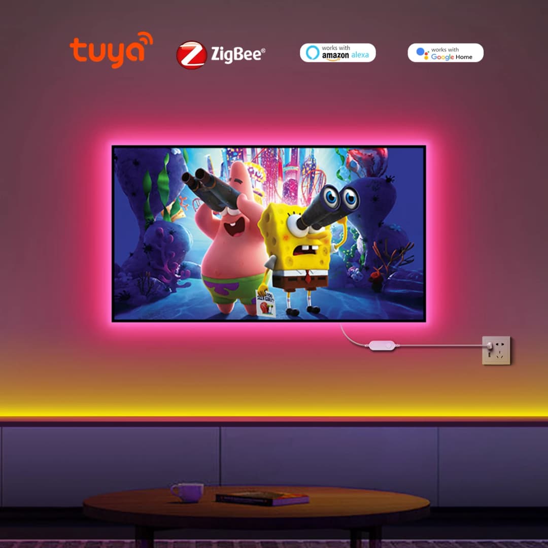 شريط ليد ذكي زيجبي من تيا COB أضواء USB 5V قابلة للتعتيم شريط FOB تحكم واي فاي لغرفة النوم والمطبخ والخزانة والتلفزيون ديكور مصباح أليكسا - 5