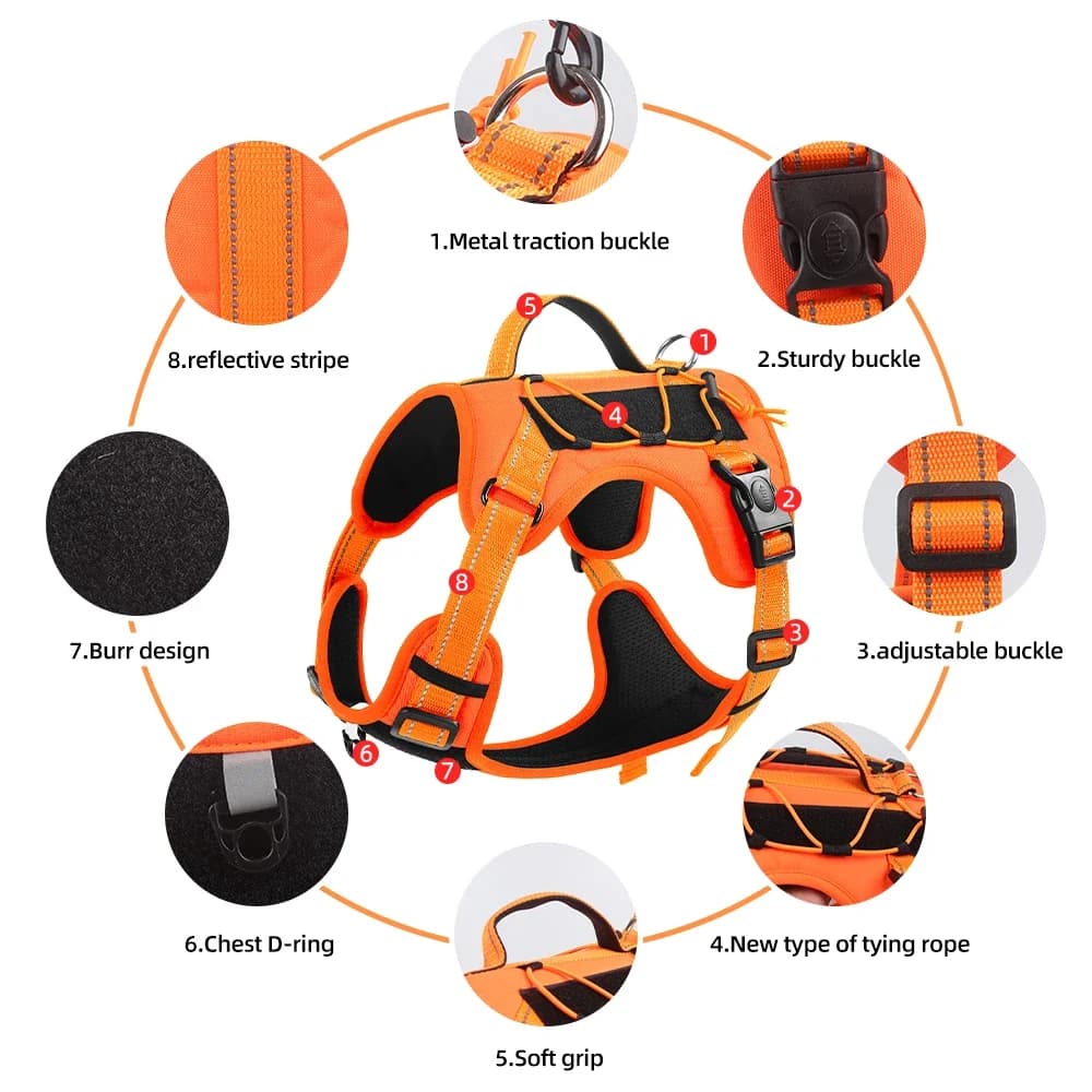 Dog Tactical Chest Harness Multifunctional Undershirt Reflective Dog Chest Harness Explosion-Proof Dog Chest Harness - 4