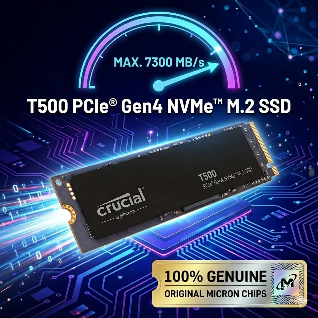 قرص صلب داخلي Crucial T500 1TB، Gen4 NVMe M.2 SSD، سرعة 7300MB/s، لأجهزة PS5 والكمبيوتر المحمول، CT1000T500SSD8، OEM - 3
