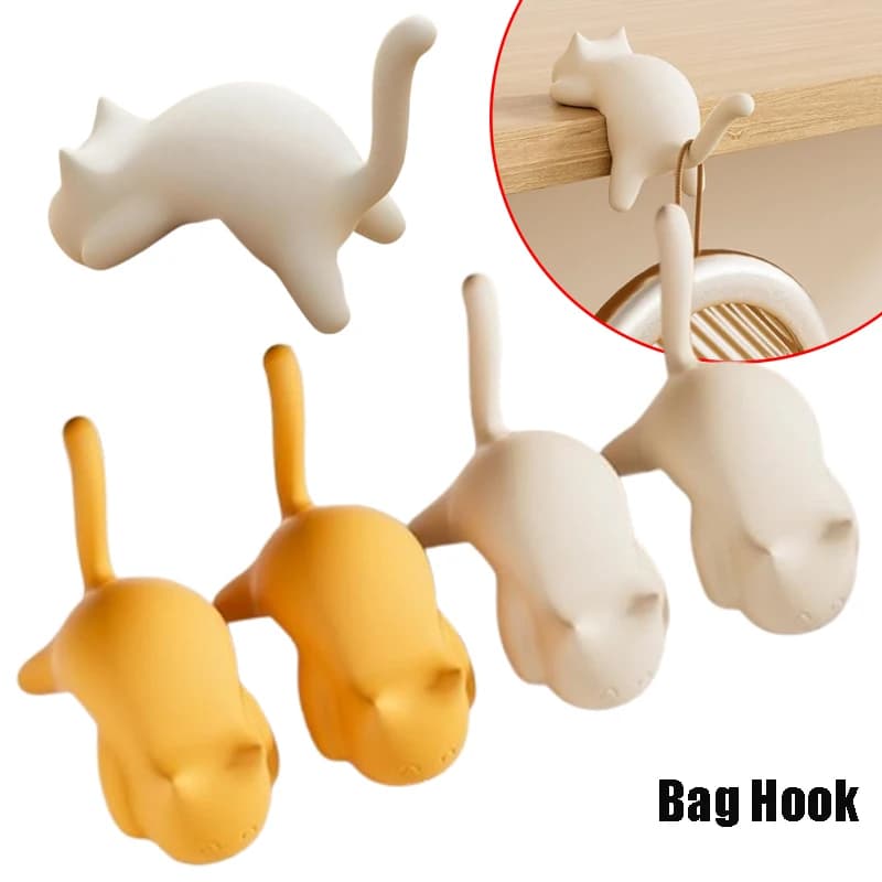 لطيف المحمولة القط خطاف حقيبة شماعات الجدول هوك حقيبة يد على ظهره حقيبة سفر حامل مُنظِم ديكور مكتب المنزل مكتب السنانير الجانبية