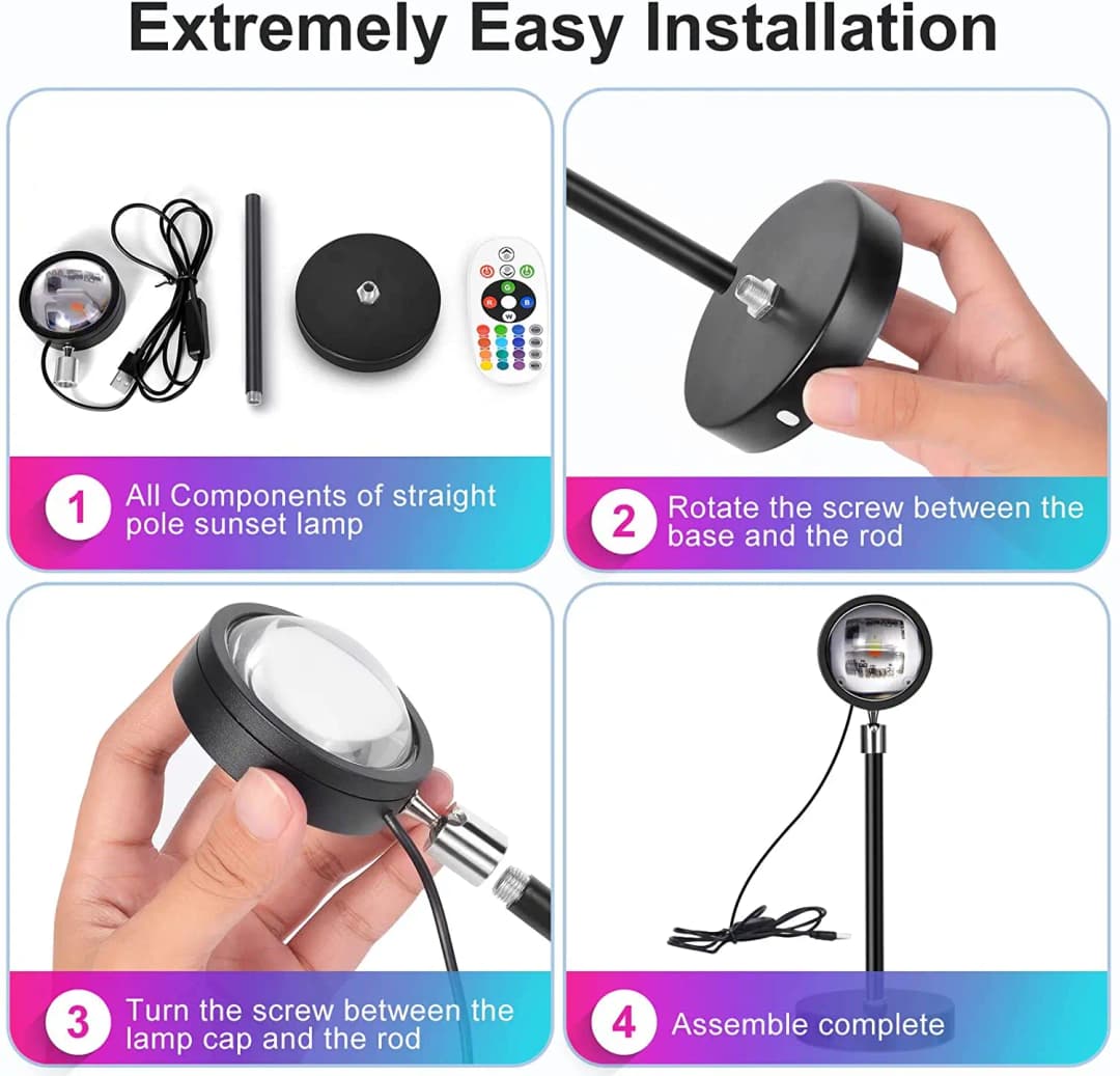 الذكية بلوتوث ليلة ضوء قوس قزح الغروب العارض مصباح للمنزل مقهى حائط الخلفية الديكور جو الجدول مصباح - 5