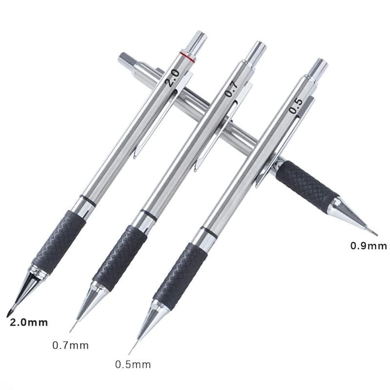 Metal Mechanical Pencil set with pencil grip Leads Art Drawing Student Office Supplies 0.5/0.7/0.9/2.0mm Automatic Pencil - 4