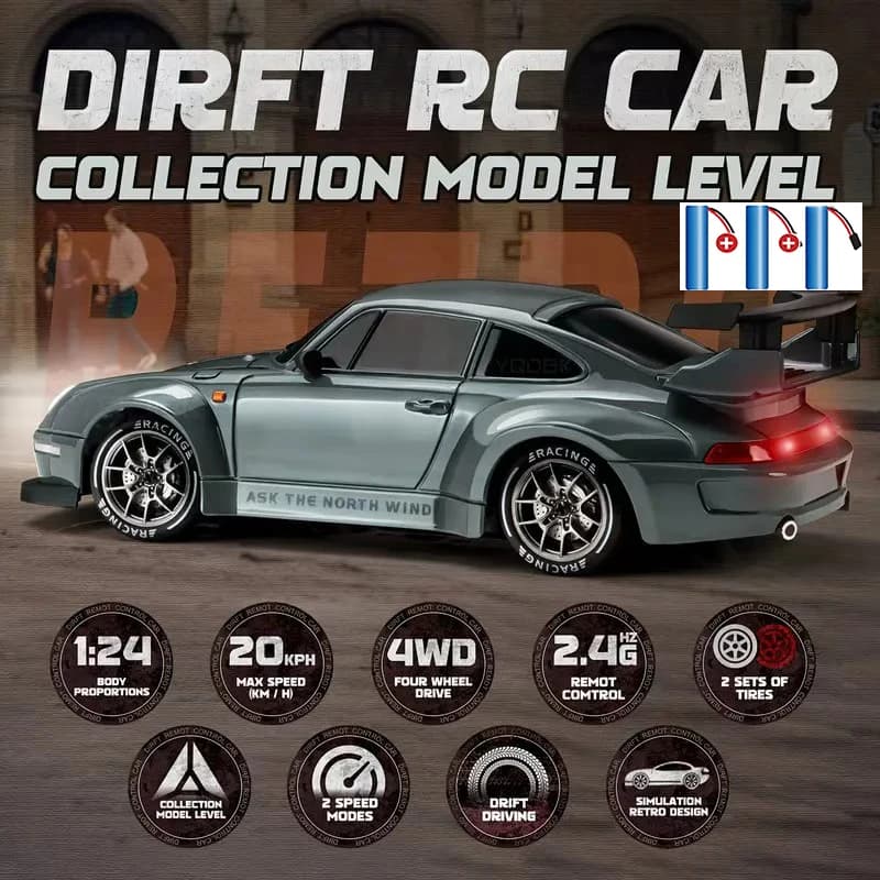 سيارة RC صغيرة للسباق والانجراف 1/24، تحكم 2.4G، سرعة قصوى 20 كم/ساعة، ألعاب داخلية، هدية عيد ميلاد للأولاد